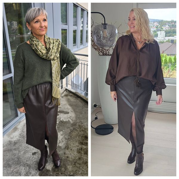 ROMY FAUX LEATHER SKIRT med topper