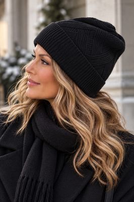 Hovedbilde ESSENZA YVA BEANIE (100 % Cashmere) – Black