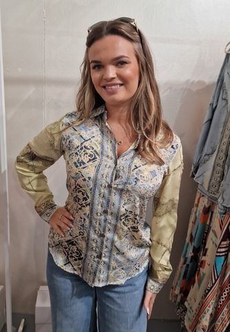 Bilde av ELENA BLOUSE ( ca2105p-25) - blue/yellow 426