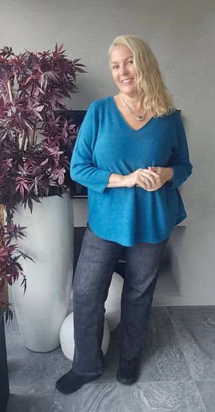 TESSA V-NECK KNIT ( ny8213 ) - peacock blue / petrol) 