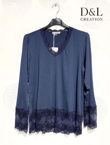 Hovedbilde ELENA LACE TOP ( lace arms ) - navy