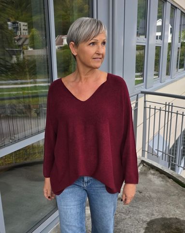 Hovedbilde TESSA V-NECK KNIT ( ny8213 ) - burgundy