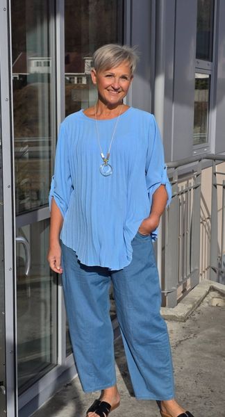 Rosalie Pleat Blouse ( sh25662) - light blue