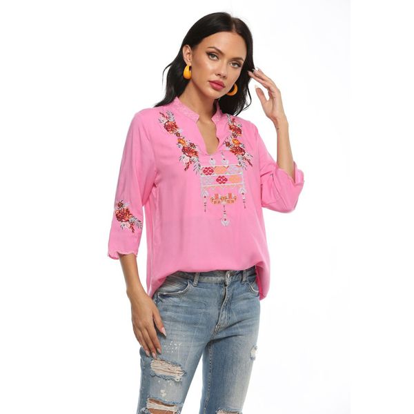 VIETRI BLOUSE – PINK & FLORAL EMBROIDERY