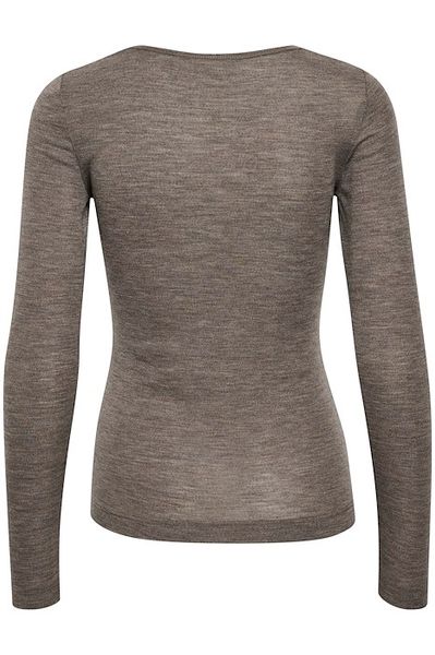 Fang T-Shirt LS ( lang arm ) i 100 % ull - Brown Melange