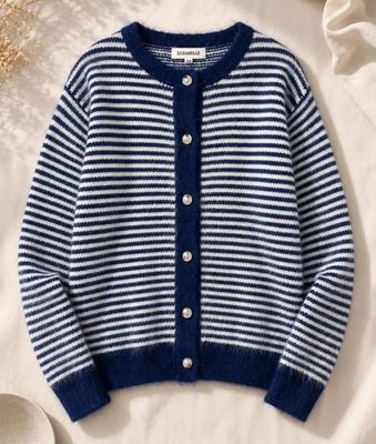 Hovedbilde Elodie Striped Cardigan (1195-2099) - Navy- ca. ...