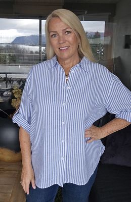 Hovedbilde Rimone shirt LIN ( 30110367 ) - hvit/bl&aring; stripet