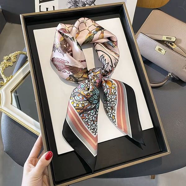 ISADORA SILK SCARF ( 19326 )– LIGHT PEACH, MULTI & BLACK