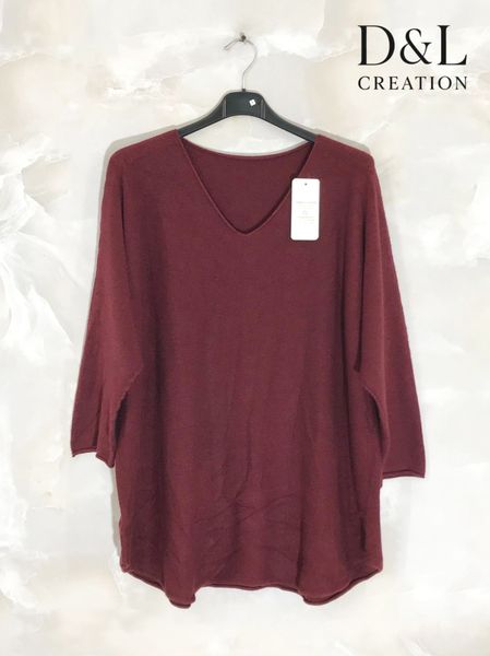 TESSA V-NECK KNIT ( ny8213 ) - burgundy