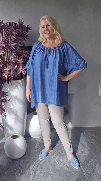MATERA BLOUSE ( ezm25302 )  – JEANS BLUE