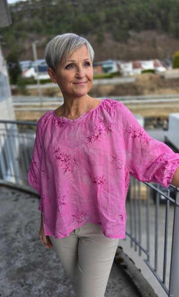 ARIA LINEN BLOUSE (br36) - pink 