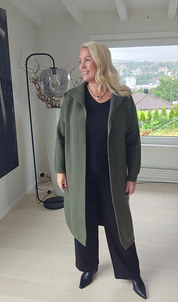 LUZABELLE LONG CARDIGAN ( 2256 ) - armygreen - ca.20 august levering