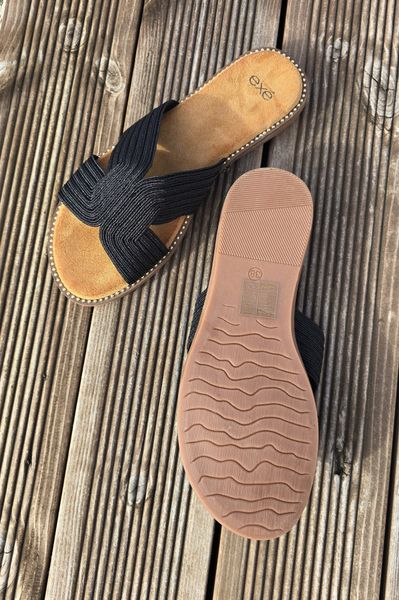 EXE SANDALS ( ZF1982-F5 ) - EMBROIDERY BLACK