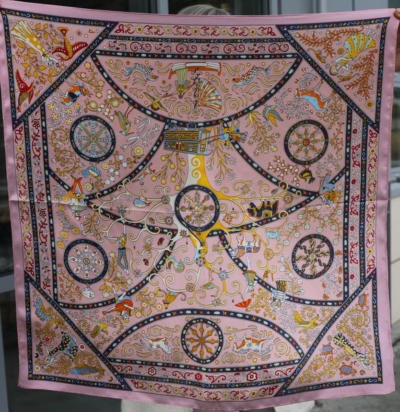 ISADORA SILK SCARF ( 19326 )– LIGHT PEACH, MULTI & BLACK