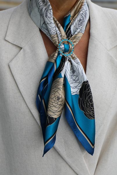 ZELIE SILK SCARF (rs13 ) – BLUE, CREAM & BEIGE