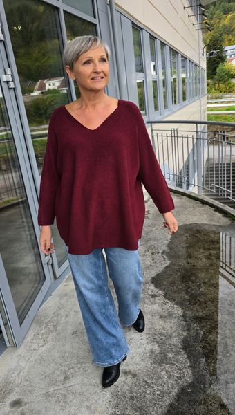 TESSA V-NECK KNIT ( ny8213 ) - burgundy