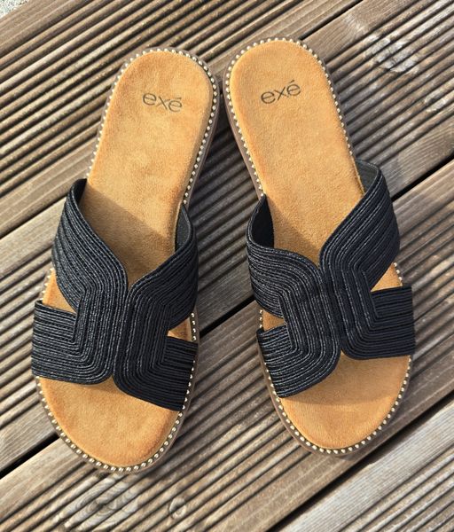 EXE SANDALS ( ZF1982-F5 ) - EMBROIDERY BLACK