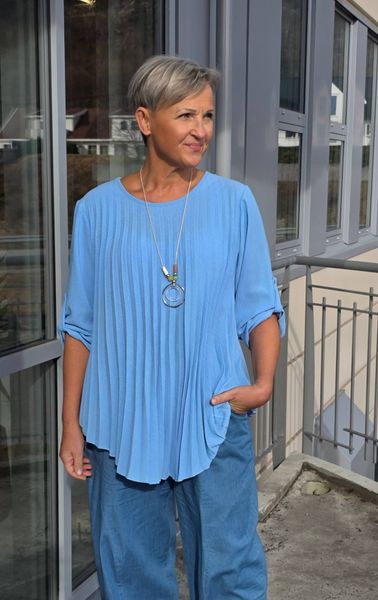 Rosalie Pleat Blouse ( sh25662) - light blue