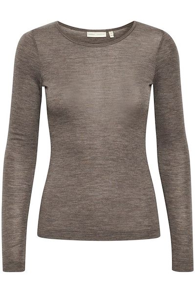 Fang T-Shirt LS ( lang arm ) i 100 % ull - Brown Melange