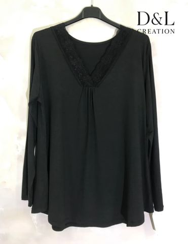 Hovedbilde MILA LACE TOP V-NECK- black