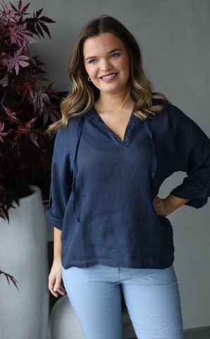 Bilde av HOOD LIN BLOUSE MAPP JEANS(mas663 ) - navy - ...