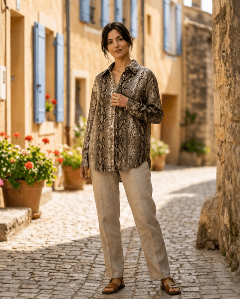 SAVA SNAKE SHIRT (711) - Taupe - ca 25. august levering