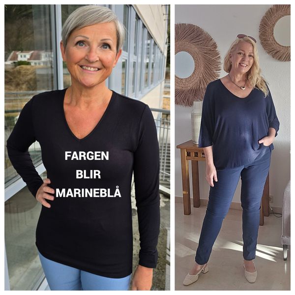 Secret Long Sleeve – V-neck - navy blue 