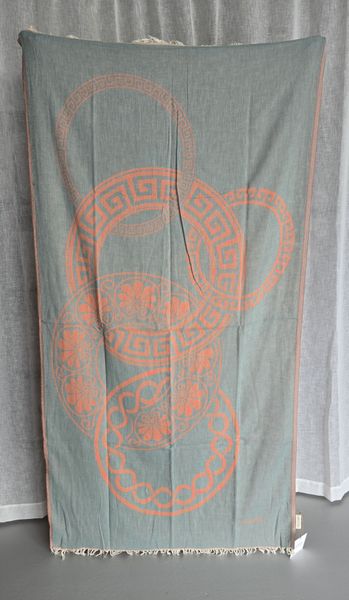 BEACH TOWEL OLYMPIA (  25084 )-CORAL & EUCALYPTUS