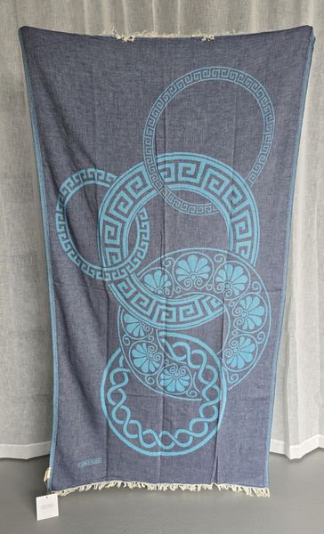 BEACH TOWEL OLYMPIA ( 25083)- TURQUOISE & NAVY BLUE