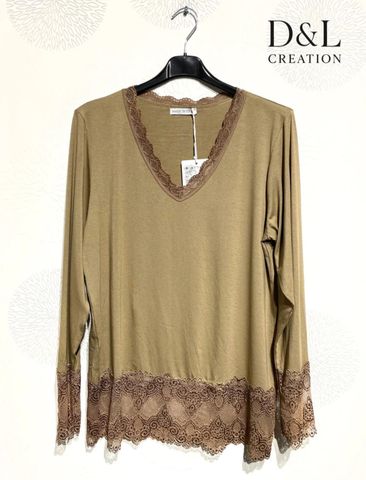 Hovedbilde ELENA LACE TOP ( lace arms ) - camel