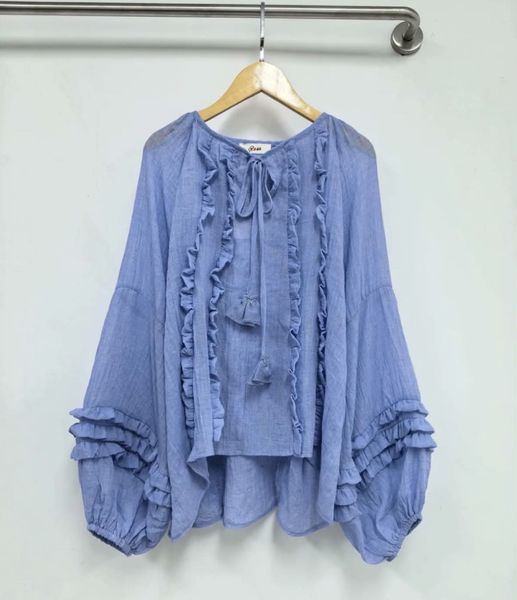 ROSALINE BLOUSE (G002) ONE SIZE - Blue jean - ca 25. august levering