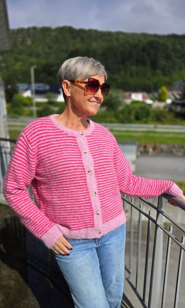 Elodie Striped Cardigan (1195-2099) - Pink