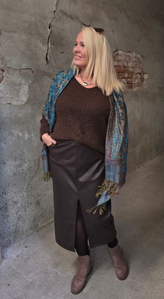 ROMY FAUX LEATHER SKIRT - brown 